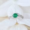 Nature Natural Emerald Leaf Solid Gold Engagement Ring, 14k 18k Emerald Leaf Ring