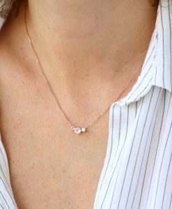 Three Stone Rainbow Moonstone Necklace, 3 Stone Necklace - Image 8