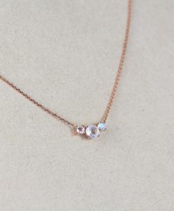 Three Stone Rainbow Moonstone Necklace, 3 Stone Necklace - Image 9