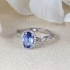 Unique Natural Sapphire Engagement Ring, Antique Leaf Ring