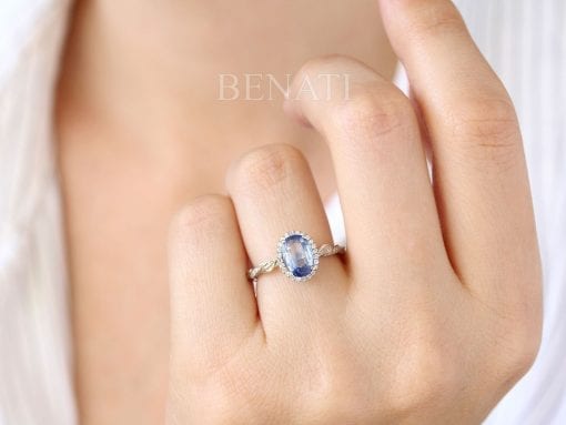 3.99 Thai Sapphire & Diamond Engagement Ring in Platinum - Filigree Jewelers