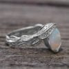 Natural Opal Engagement Ring, Leaves Ring