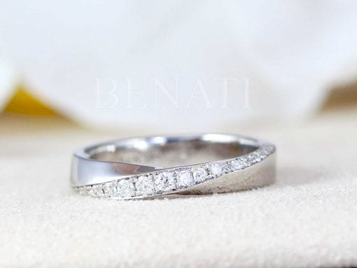 4mm mobius ring, diamond wedding ring