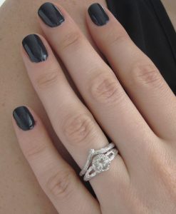 Green Amethyst Bark Wood Engagement Ring Set - Image 4