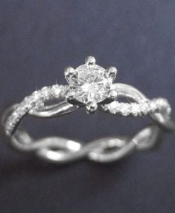 Diamond Engagement Ring, Infinity Love Knot Solitaire Engagement Ring
