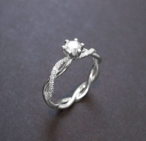 Diamond Engagement Ring, Infinity Love Knot Solitaire Engagement Ring