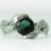 Emerald Engagement Leaf Ring, Leaves Engagement Ring