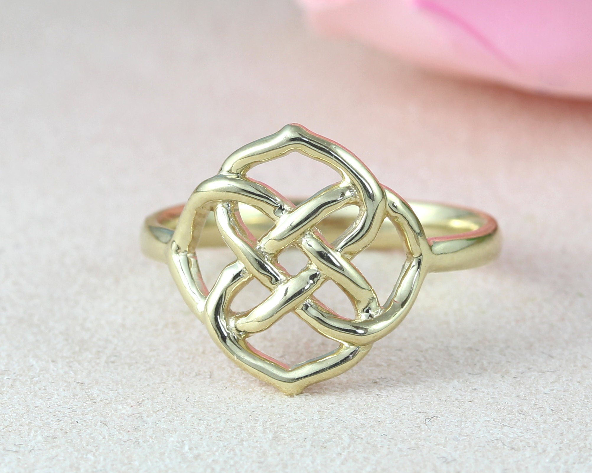 Jewelry Friends Love Knot Ring Gold Plated Diamond Love Knot Promise Ring  Twisted Rope For Women