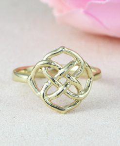Gold Infinity Knot Promise Ring, Unique Birthday Gift Ring Infinity Flower Anniversary Ring - Image 2