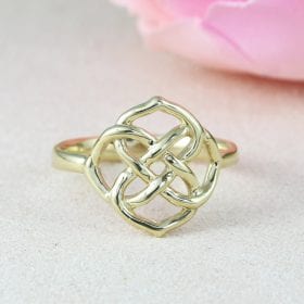 Gold Infinity Knot Promise Ring, Unique Birthday Gift Ring Infinity Flower Anniversary Ring