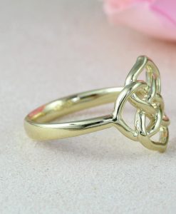 Gold Infinity Knot Promise Ring, Unique Birthday Gift Ring Infinity Flower Anniversary Ring - Image 3
