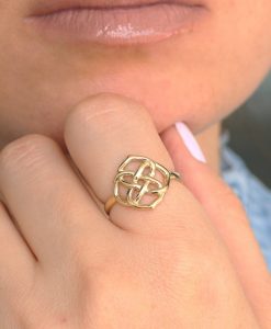 Gold Infinity Knot Promise Ring, Unique Birthday Gift Ring Infinity Flower Anniversary Ring - Image 5