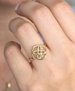 Gold Infinity Knot Promise Ring, Unique Birthday Gift Ring Infinity Flower Anniversary Ring - Image 7