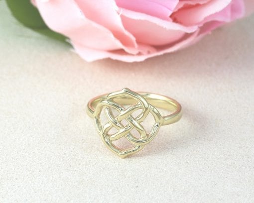 Gold Infinity Knot Promise Ring, Unique Birthday Gift Ring Infinity Flower Anniversary Ring