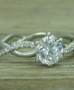 Moissanite Engagement Ring - Vintage Style Diamond Twisted Rope Anniversary Gift for Women - Image 3