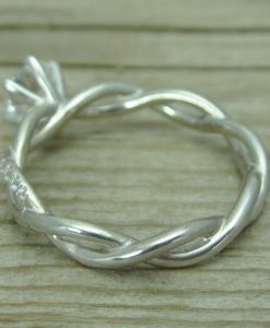 Moissanite Engagement Ring - Vintage Style Diamond Twisted Rope Anniversary Gift for Women - Image 5