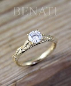 Moissanite Ring, Certified Forever One Moissanite 14K Gold Solitaire Engagement Ring
