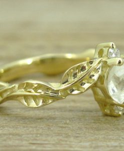 Moonstone Engagement Ring, Moonstone Leaves Engagement Ring - Image 2