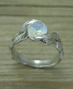 Moonstone Leaf Ring, White Gold Moonstone Leaf Ring - Image 8
