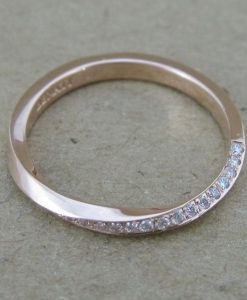 Rose gold diamond mobius wedding band, 18k diamond eternity band - Image 5