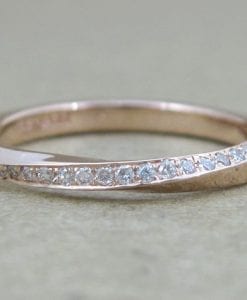 Rose gold Diamond Wedding Ring, 3mm Rose gold Wedding Band