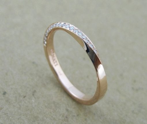 Rose gold Diamond Wedding Ring, 3mm Rose gold Wedding Band