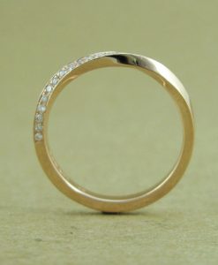 Rose Gold Diamond Wedding Ring, 3mm Rose Gold Wedding Band - Image 5