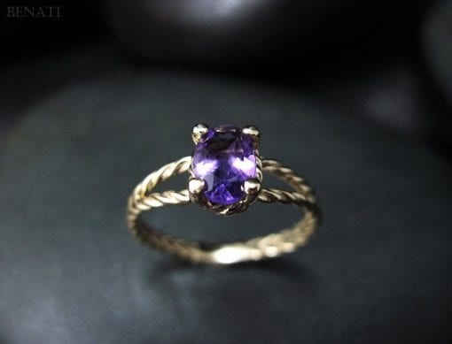 Twisted Rope Amethyst Ring, Rope Engagement Ring