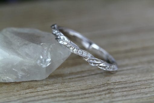 Unique bridal set, Vintage leaf ruby engagement ring