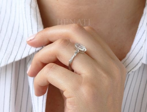 Unique Moonstone Engagement ring, Marquise cut rainbow moonstone vintage ring