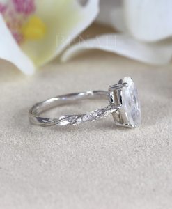 Unique Moonstone Engagement ring, Marquise cut rainbow moonstone vintage ring - Image 8
