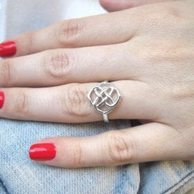 White Gold Infinity Knot Ring Promise Ring, Statement Ring