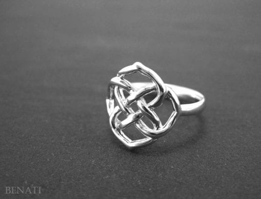 White Gold Infinity Knot Ring Promise Ring, Statement Ring