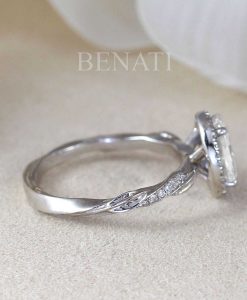 1.5 CT Oval Moissanite Engagement Ring, Oval Halo Engagement Ring - Image 4