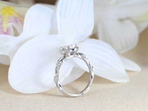 1.5 CT Oval Moissanite Engagement Ring, Oval Halo Engagement Ring
