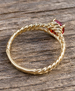 Cushion Ruby Engagement Ring, Braided Rope Split Band - Image 4