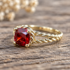 Cushion Ruby Engagement Ring, Braided Rope Split Band