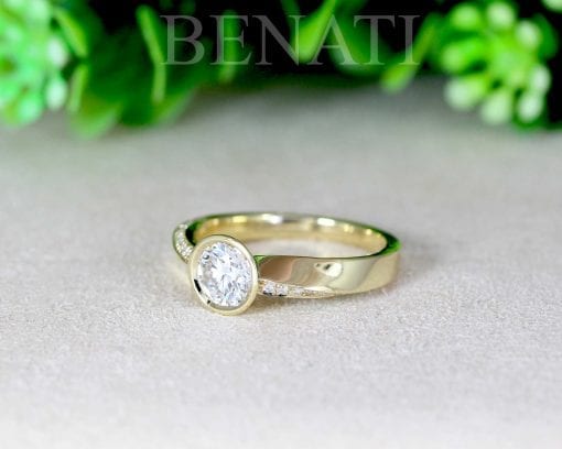 Lab grown diamond engagement ring, mobius wave promise ring