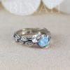 Opal Leaf Ring, Silver White Opal Leaves Ring
