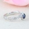 Blue Sapphire Engagement Ring, Sapphire Leaf Ring