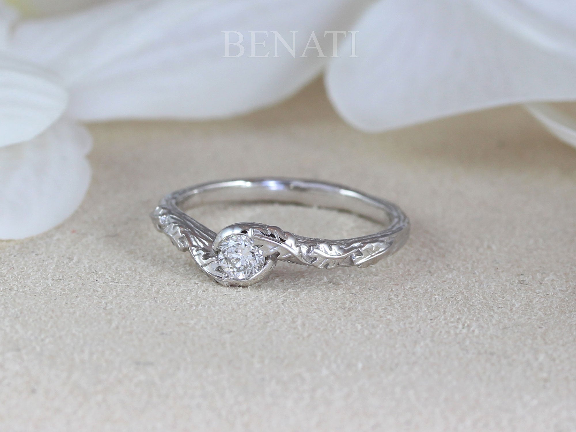 Vintage Diamond Engagement Ring Women | Delicate wedding ring Princess –  henryrocky.