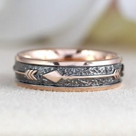 Mens rose gold 6mm wedding ring with arrows