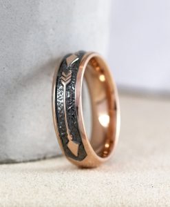 Men's Wedding Ring, Unique wide 6 mm Rose Gold Black Personalized Ring - Image 5