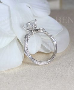 Unique Oval Moonstone Engagement Ring, Solid 14k 18k Gold Antique Style Ring - Image 6