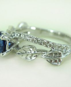 Sapphire Engagement Ring, Leaves Engagement Ring - Image 4