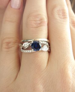 Sapphire Engagement Ring, Leaves Engagement Ring - Image 5