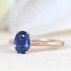 1.2 Carat Natural Sapphire and 14K / 18K Solid Gold Solitaire Ring for Women | Blue Oval Gemstone Engagement Ring | Single Stone Ring