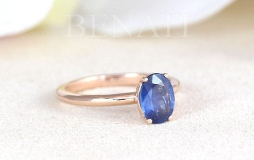 22K Gold Ring for Women with Blue Stone - 235-GR7717 in 4.100 Grams