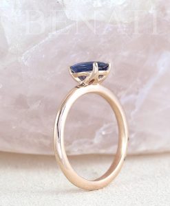 1.2 Carat Natural Sapphire and 14K / 18K Solid Gold Solitaire Ring for Women | Blue Oval Gemstone Engagement Ring | Single Stone Ring - Image 4