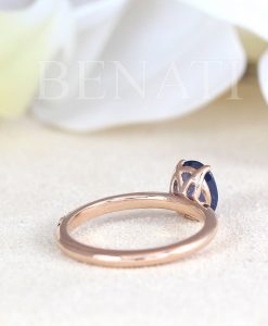 1.2 Carat Natural Sapphire and 14K / 18K Solid Gold Solitaire Ring for Women | Blue Oval Gemstone Engagement Ring | Single Stone Ring - Image 5
